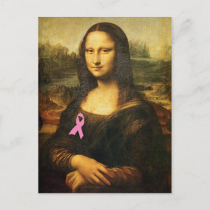 Mona Lisa met roze lint Briefkaart