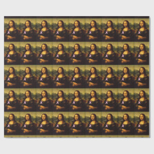 Mona Lisa met roze lint Cadeaupapier