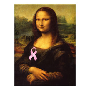 Mona Lisa met roze lint Foto Afdruk