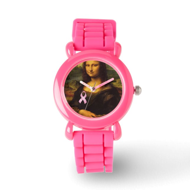 Mona Lisa met roze lint Horloge (Voorkant)