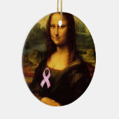 Mona Lisa met roze lint Keramisch Ornament (Rechts)