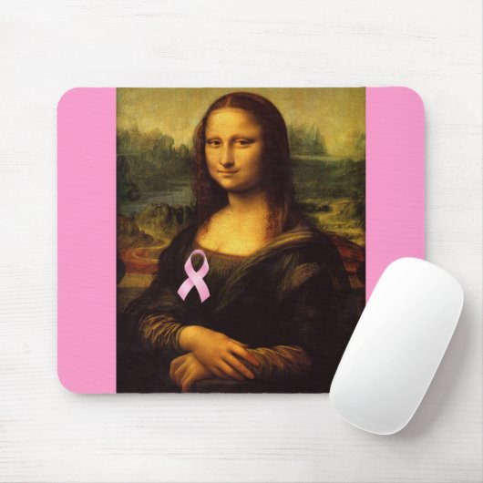Mona Lisa met roze lint Muismat (Met muis)
