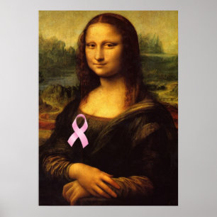 Mona Lisa met roze lint Poster