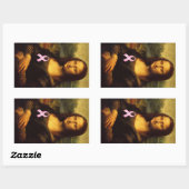 Mona Lisa met roze lint Rechthoekige Sticker (Vel)