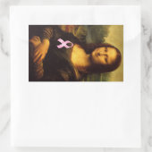 Mona Lisa met roze lint Rechthoekige Sticker (Tas)
