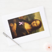 Mona Lisa met roze lint Rechthoekige Sticker (Envelop)