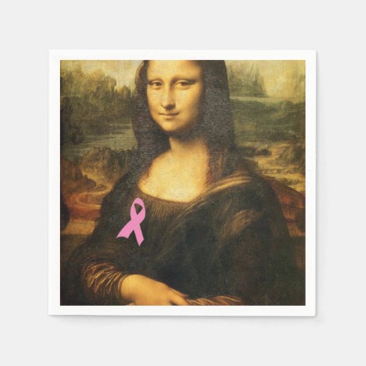 Mona Lisa met roze lint Servet (Voorkant)
