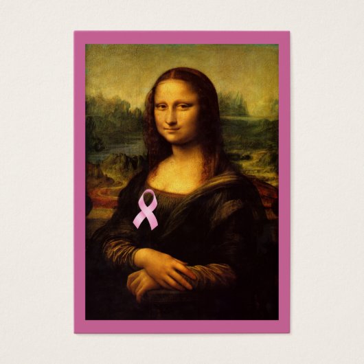 Mona Lisa met roze lint Visitekaartjes (Voorkant)