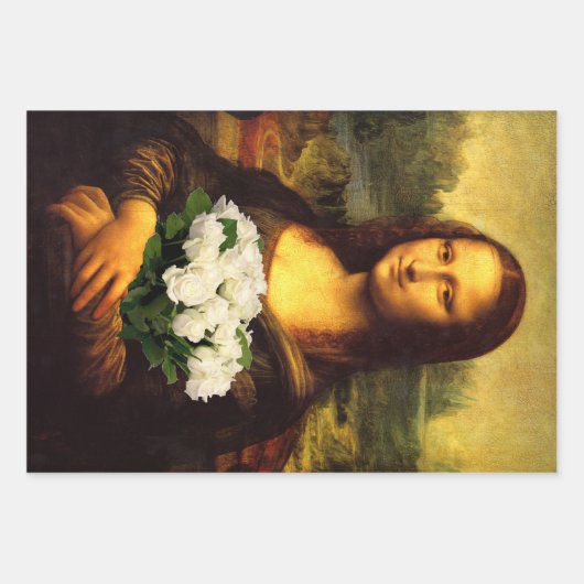 Mona Lisa met Rozen Inpakpapier Vel (Voorkant 2)