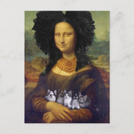 Mona Lisa met schattige kittens Leonardo da Vinci Briefkaart