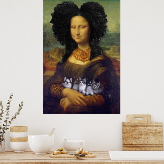 Mona Lisa met schattige kittens Leonardo da Vinci Poster (Keuken)