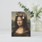 Mona Lisa met slapende kat                        Briefkaart (Staand voorkant)