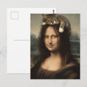 Mona Lisa met slapende kat                        Briefkaart (Voorkant / Achterkant)