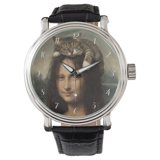 Mona Lisa met slapende kat                        Horloge (Voorkant)