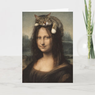 Mona Lisa met slapende kat                        Kaart
