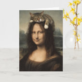 Mona Lisa met slapende kat                        Kaart (Gele Bloem)