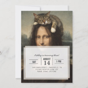 Mona Lisa met slapende kat                        Kaart