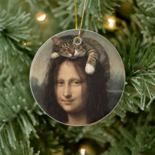 Mona Lisa met slapende kat Keramisch Ornament
