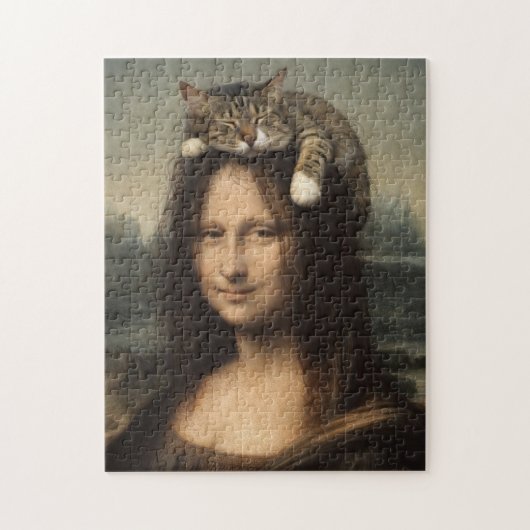 Mona Lisa met slapende kat Legpuzzel (Verticaal)