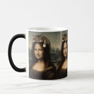 Mona Lisa met slapende kat Magische Mok