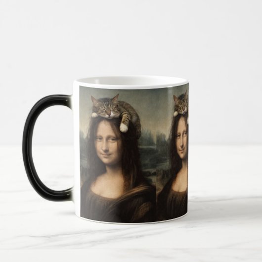 Mona Lisa met slapende kat                        Magische Mok (Links)