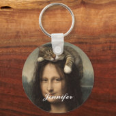 Mona Lisa met slapende kat Sleutelhanger (Voorkant)