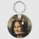 Mona Lisa met slapende kat Sleutelhanger (Achterkant)