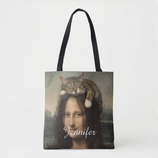 Mona Lisa met slapende kat                        Tote Bag (Voorkant)