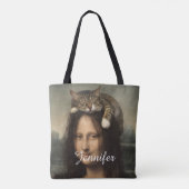 Mona Lisa met slapende kat                        Tote Bag (Achterkant)