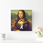 Mona Lisa met Wit Lint Vierkante Klok (Huis)