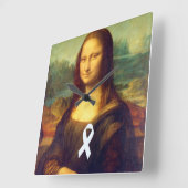Mona Lisa met Wit Lint Vierkante Klok (Hoek)