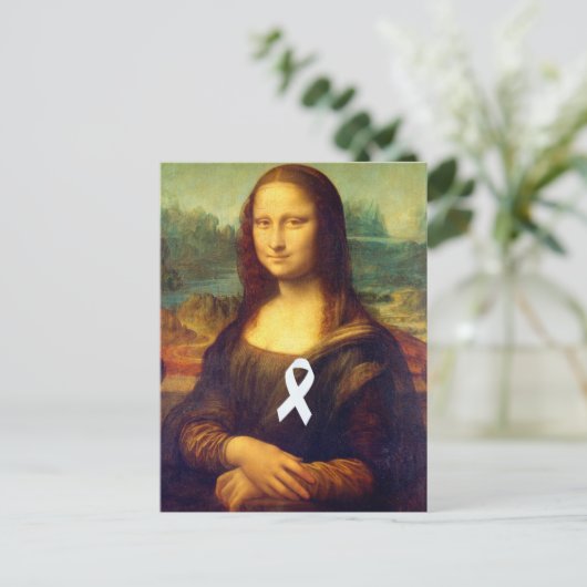 Mona Lisa met wit lintje Briefkaart (Staand voorkant)