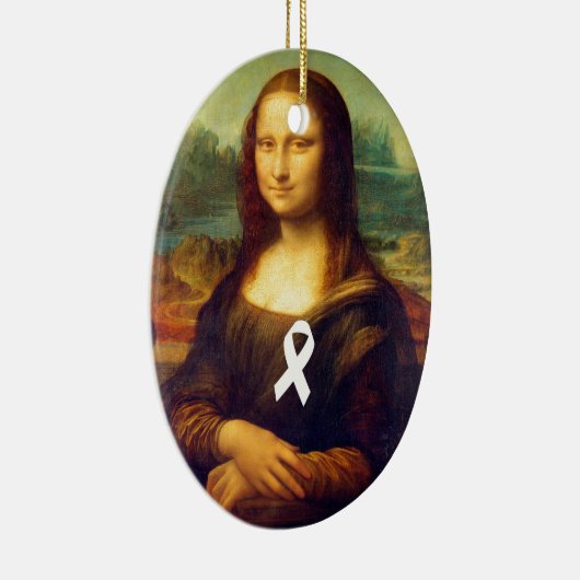 Mona Lisa met wit lintje Keramisch Ornament (Rechts)