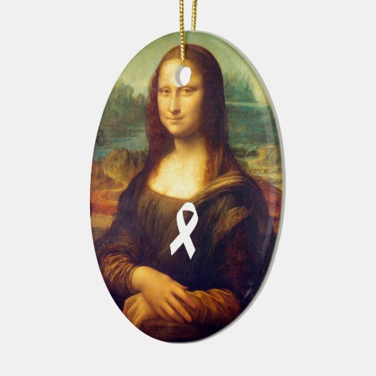 Mona Lisa met wit lintje Keramisch Ornament (Links)