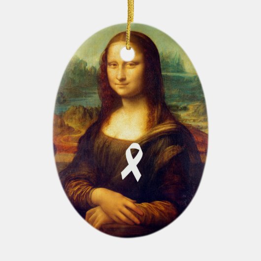 Mona Lisa met wit lintje Keramisch Ornament (Voorkant)