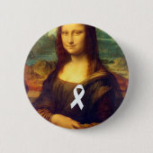 Mona Lisa met wit lintje Ronde Button 5,7 Cm (Voorkant)