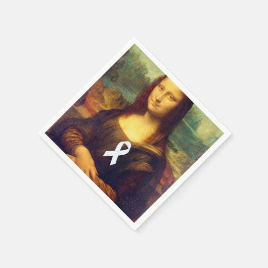Mona Lisa met wit lintje Servetten (Hoek)