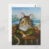 Mona Lisa Mouse Parody Waterverf Art Briefkaart (Voorkant / Achterkant)