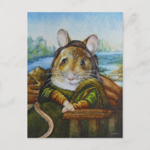 Mona Lisa Mouse Parody Waterverf Art Briefkaart