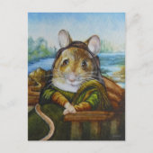 Mona Lisa Mouse Parody Waterverf Art Briefkaart (Voorkant)