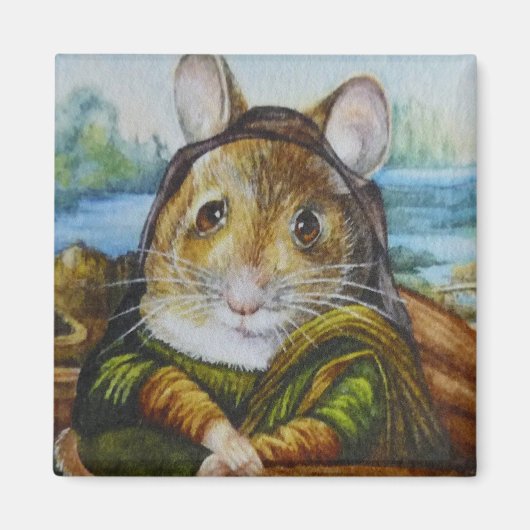 Mona Lisa Mouse Parody Waterverf Art Magneet (Voorkant)