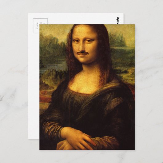 mona lisa mustache briefkaart (Voorkant / Achterkant)