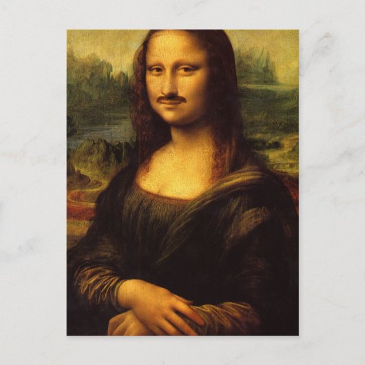 mona lisa mustache briefkaart (Voorkant)