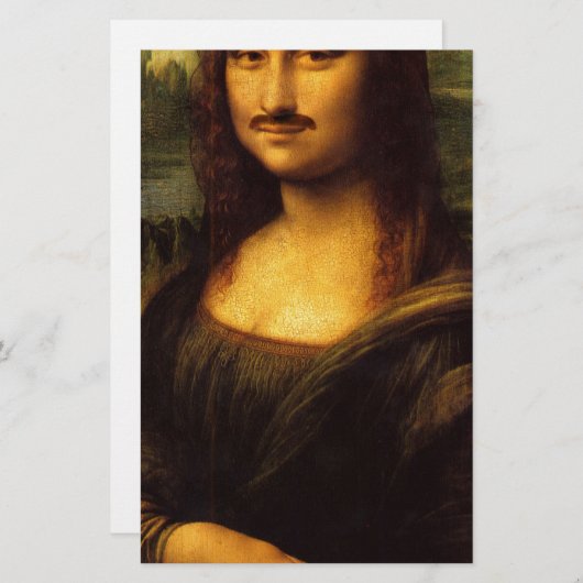 mona lisa mustache briefpapier (Voorkant / Achterkant)