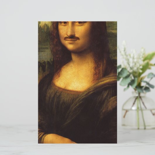 mona lisa mustache briefpapier (Staand voorkant)