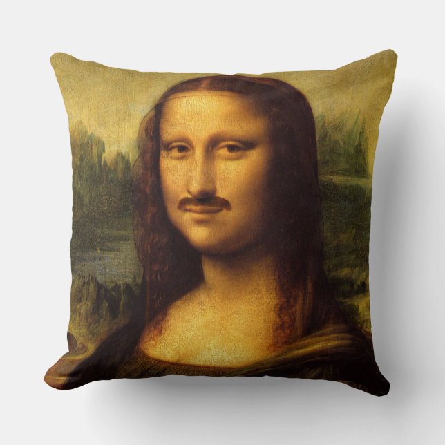 mona lisa mustache kussen (Voorkant)