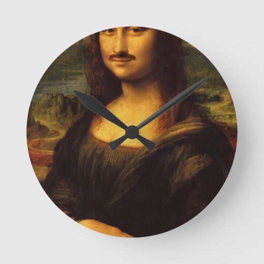 mona lisa mustache ronde klok (Voorkant)