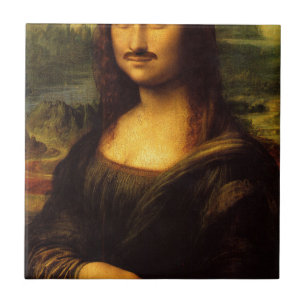 mona lisa mustache tegeltje