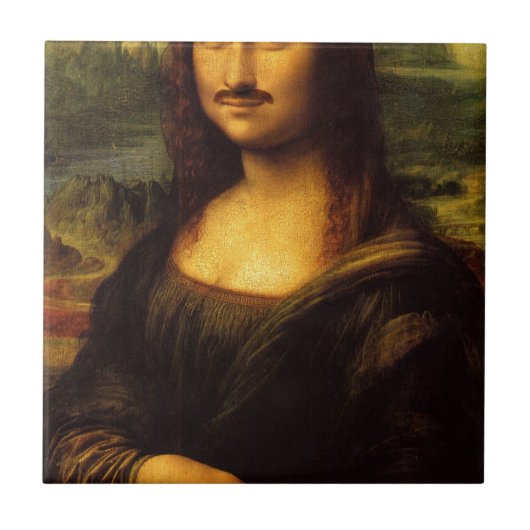 mona lisa mustache tegeltje (Voorkant)