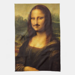 mona lisa mustache theedoek